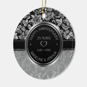 Silver Damask en Silver-Black Hearts Ceramic Orn Keramisch Ornament (Links)