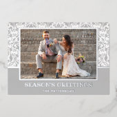 Silver Damask Folie Feestdagenkaart (Voorkant)