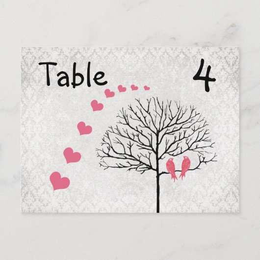 Silver Damask Honeysuckel Vogels Tabelnummer kaart (Achterkant)