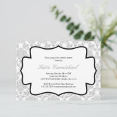 Silver Damask Invitation Kaart (Staand voorkant)
