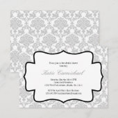 Silver Damask Invitation Kaart (Voorkant / Achterkant)