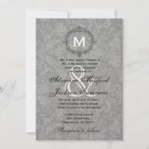 Silver Damask Lijst Wedding Metallic Kaart