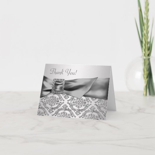 Silver Damask Merci Cartes (Devant)