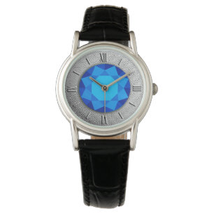 Silver Damask met een faux blue saffiergem Horloge