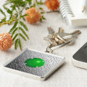 Silver Damask met een faux jade gemstone Sleutelhanger (Zijkant)