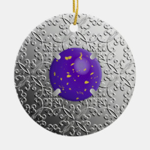 Silver Damask met een faux lapis lazuli gemstone Keramisch Ornament