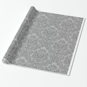 Silver Damask Pattern Cadeaupapier