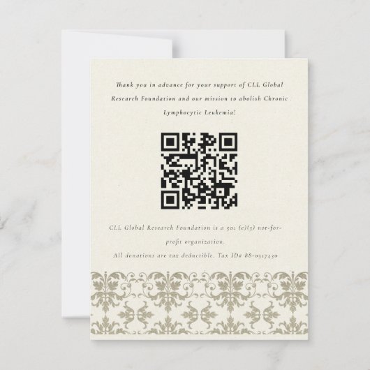 Silver Damask Seminar Event, QR Code Donatie Kaart (Achterkant)