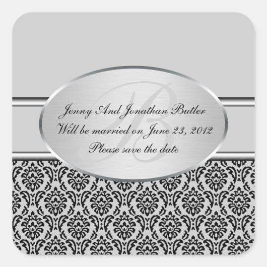 Silver Damask Sla de datum Stickers op (Voorkant)