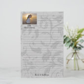 Silver Damask Wedding Jubileum Briefpapier (Staand voorkant)