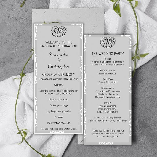 Silver Damask Wedding Program Programma