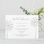 Silver Dandelion floral bridale doucheuitnodiginge Kaart (Staand voorkant)