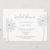 Silver Dandelion floral bridale doucheuitnodiginge Kaart (Voorkant / Achterkant)