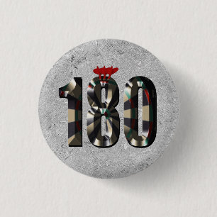 Silver Darts Score 180 met kunst, Ronde Button 3,2 Cm
