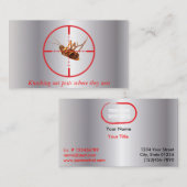 Silver Dead Roach Pest Service 2 Sided Visitekaartje (Voorkant / Achterkant)