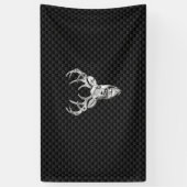 Silver Deer Buck op Carbon Fibre Style Print Spandoek (Verticaal)