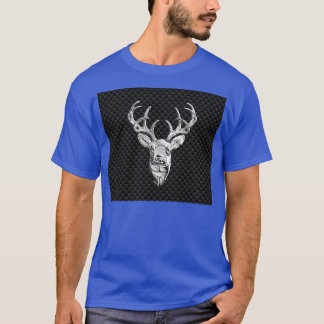 Silver Deer Buck op koolstofvezelstijldecor T-shirt