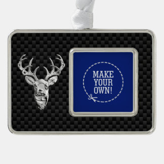 Silver Deer Cameo op koolstofvezelstijlpagina's Verzilverd Kader Ornament