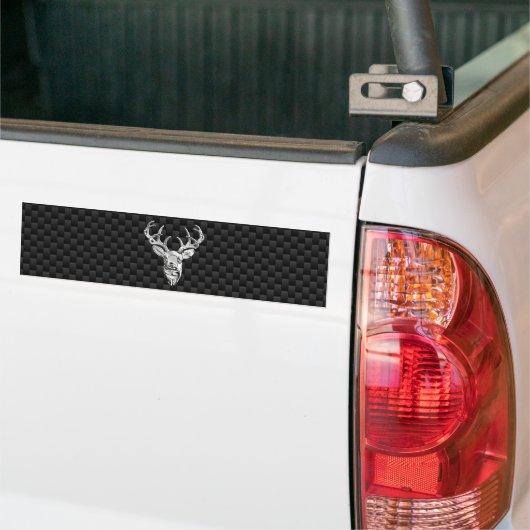 Silver Deer Design op koolstofvezel Bumpersticker (Op Truck)