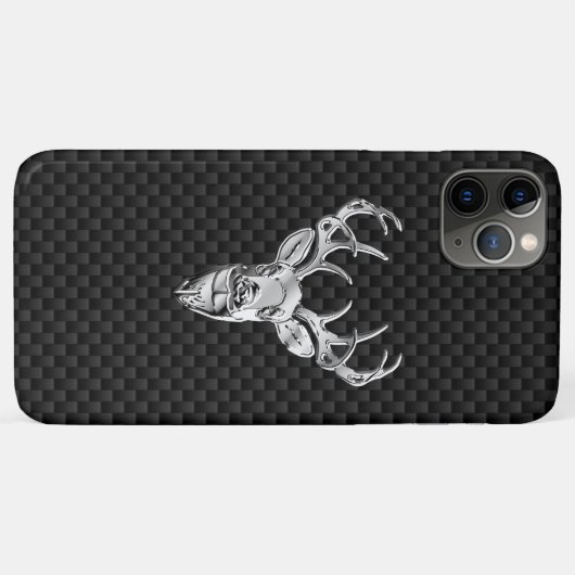 Silver Deer Head op koolstofvezel Case-Mate iPhone Case (Achterkant (horizontaal))