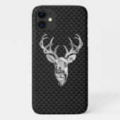 Silver Deer Head op koolstofvezel Case-Mate iPhone Case (Achterkant)