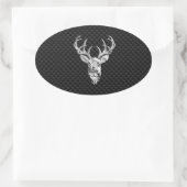 Silver Deer Head op koolstofvezel stijldecor Ovale Sticker (Tas)