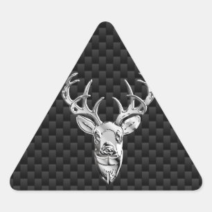 Silver Deer op zwarte koolstofvezel Driehoek Sticker