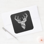Silver Deer op zwarte koolstofvezel Vierkante Sticker (Envelop)
