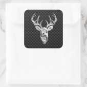 Silver Deer op zwarte koolstofvezel Vierkante Sticker (Tas)