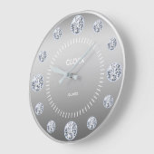 Silver Diamond Dial - Aangepaste naam Grote Klok (Hoek)