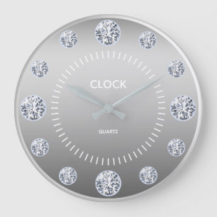 Silver Diamond Dial - Aangepaste naam Grote Klok