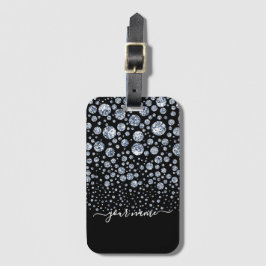 Silver Diamond Glitter Bling Strass Bagagelabel