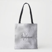 Silver Diamond Glitter Confetti Pattern Monogram Draagtas (Voorkant)
