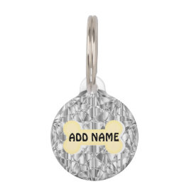Silver Diamond Round Pet Tag Huisdierpenning