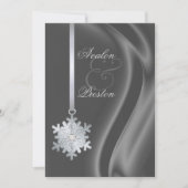 Silver Diamond Snowflake Silver Silk Invitation Kaart (Voorkant)
