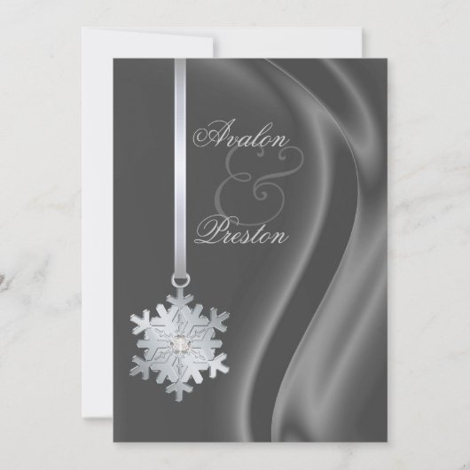 Silver Diamond Snowflake Silver Silk Invitation Kaart (Voorkant)