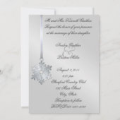 Silver Diamond Snowflake Silver Silk Invitation Kaart (Achterkant)