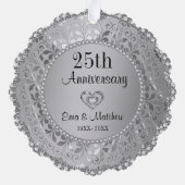 Silver Diamonds 25e bruiloft Jubileum Ornament Kaart (Achterkant)