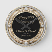 Silver Diamonds Bruiloft Jubileum Ronde Klok (Voorkant)