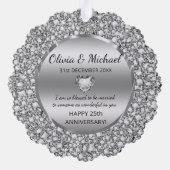 Silver Diamonds en hart bruiloft Jubileum Ornament Kaart (Achterkant)