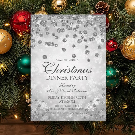 Silver Diamonds & Glitter-kerstparty Kaart