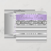 Silver Diamonds Lavender Paarse verjaardagsfeestje Kaart (Voorkant / Achterkant)