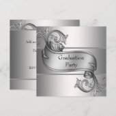 Silver Diploma Black Graduation Party Kaart (Voorkant / Achterkant)