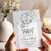 Silver Disco Ball Baby's Breath Engagement Party Kaart