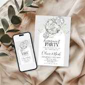 Silver Disco Ball Baby's Breath Engagement Party Kaart