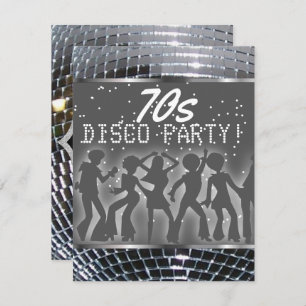 Silver Disco Ball Dance Party   Retro 70-partij Kaart