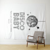 Silver Disco Ball 'Disco Baby' Baby shower Wandkleed (In Situ (horizontaal))