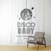 Silver Disco Ball 'Disco Baby' Baby shower Wandkleed (In situ)