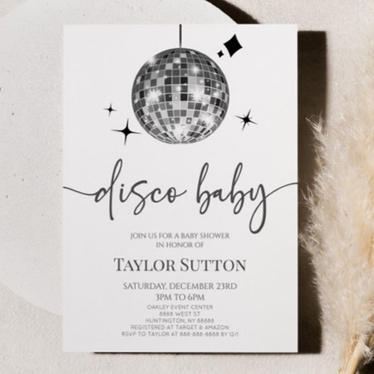 Silver Disco Ball Disco Baby shower Kaart