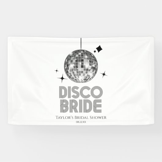 Silver Disco Ball Disco Bride Vrijgezellenfeest Spandoek (Horizontaal)